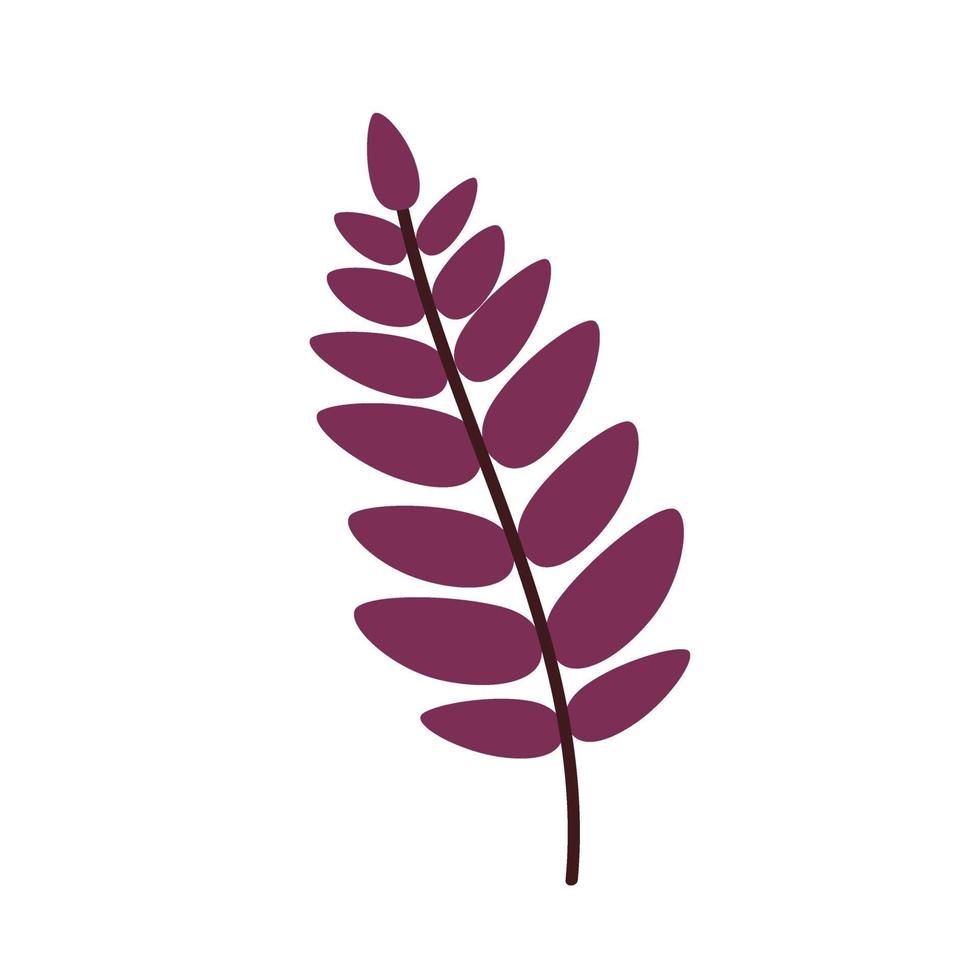 Red leaf of a mountain ash isolated on a white background. A fallen Rowan leaf. Flat vector illustration . Vector illustration