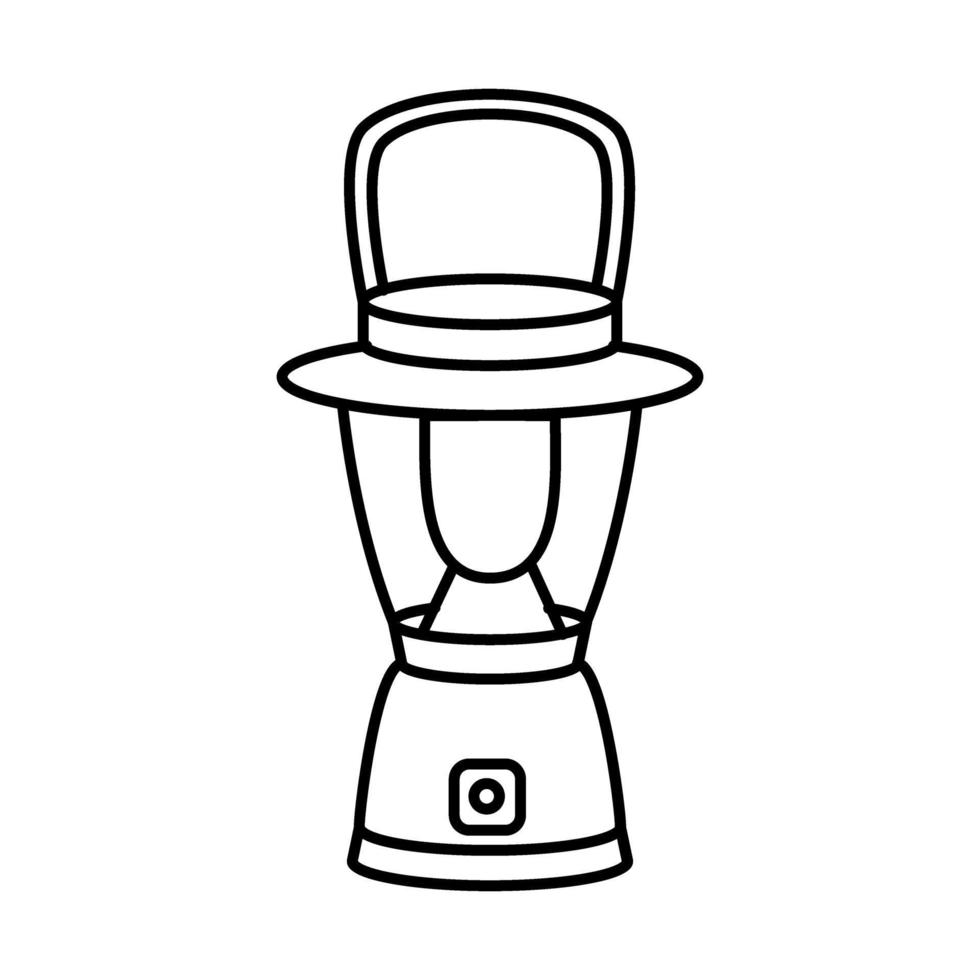 Portable camping flashlight. Spare light source. Battery-powered flashlight. Vector stock illustration in Doodle style