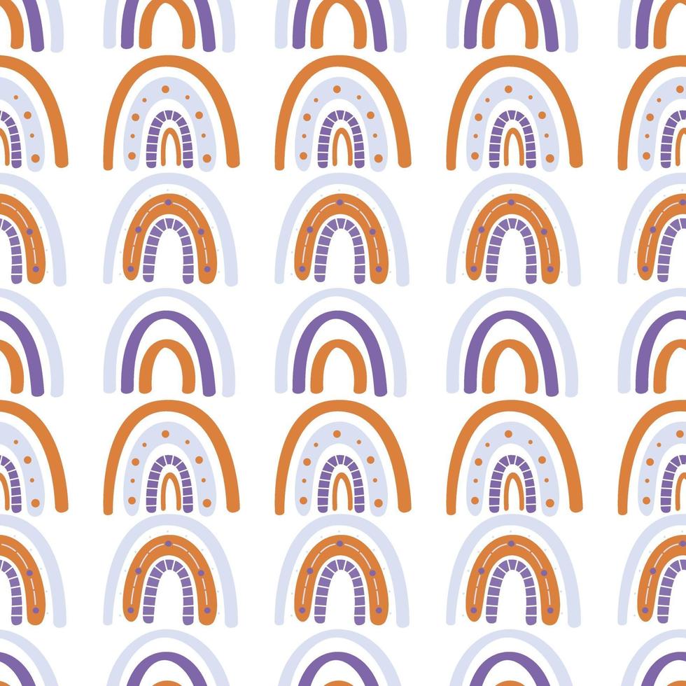 Abstract rainbow seamless pattern. Childrens pattern in muted pastel colors. Hand-drawn vector illustration. Design for textiles, packaging, wrappers