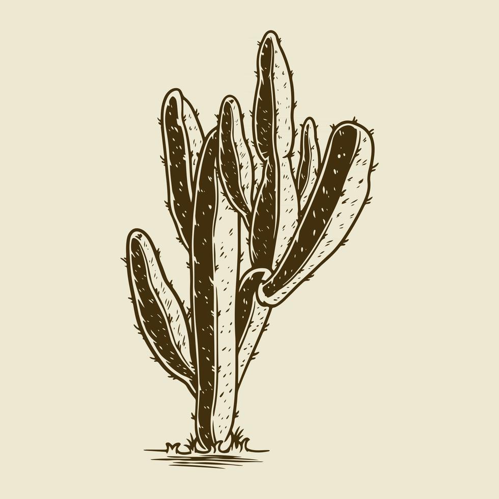 ilustración de estilo incompleto de cactus vector