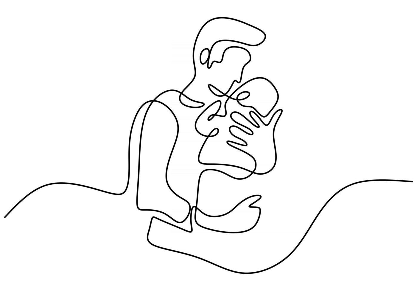 Continuous single drawn one line dad tosses a toddler by hand vector