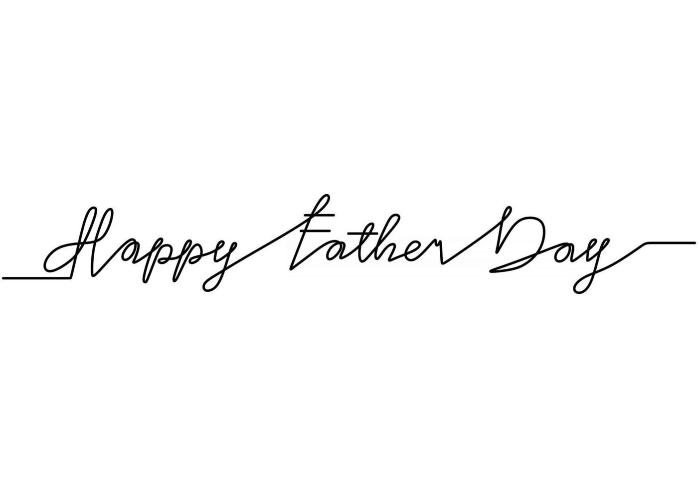 Happy Father Day lettering one continuous line art isolated on white background vector