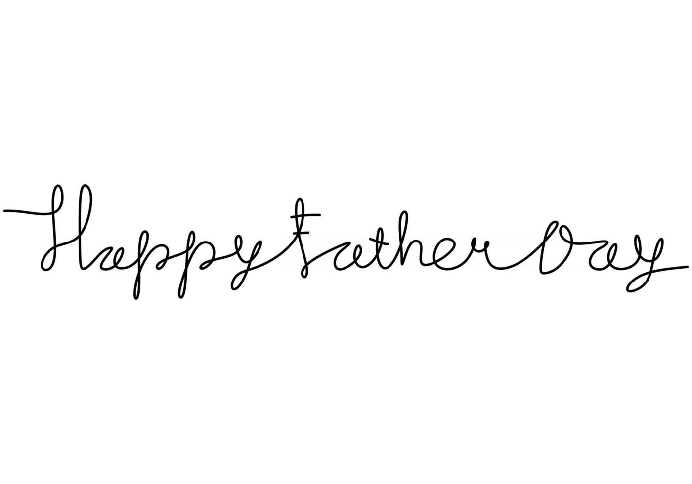 Happy Fathers Day lettering one continuous line art isolated on white background vector