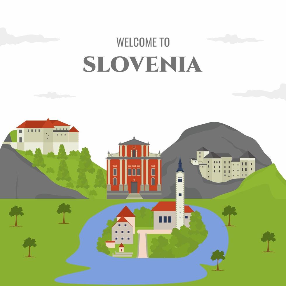 vector icono de viaje plano en eslovenia