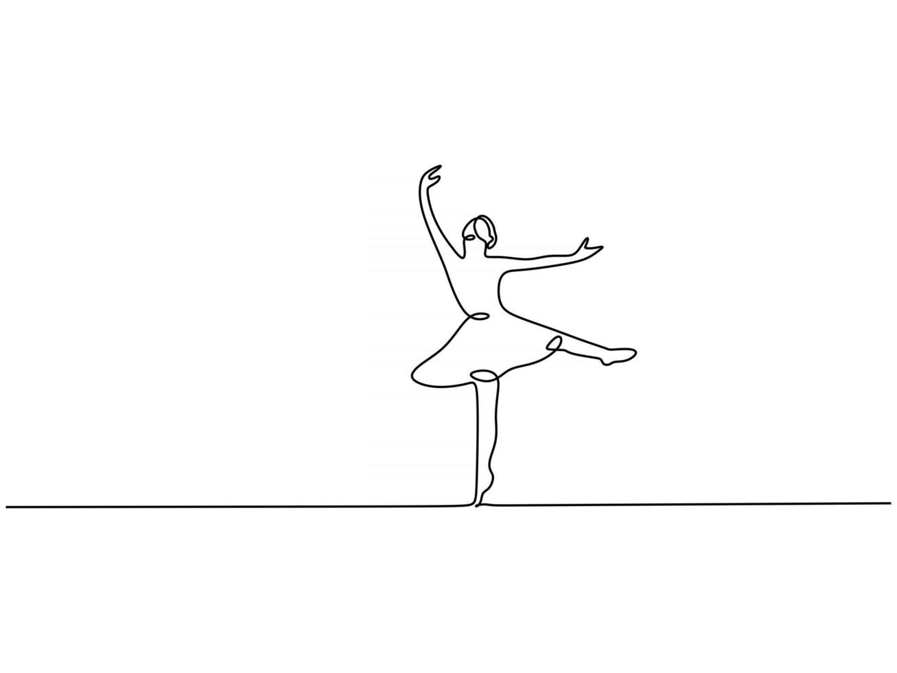 Continuous line of ballerina vector