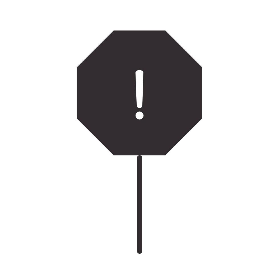 alert icon traffic warning board attention danger exclamation mark precaution silhouette style design vector