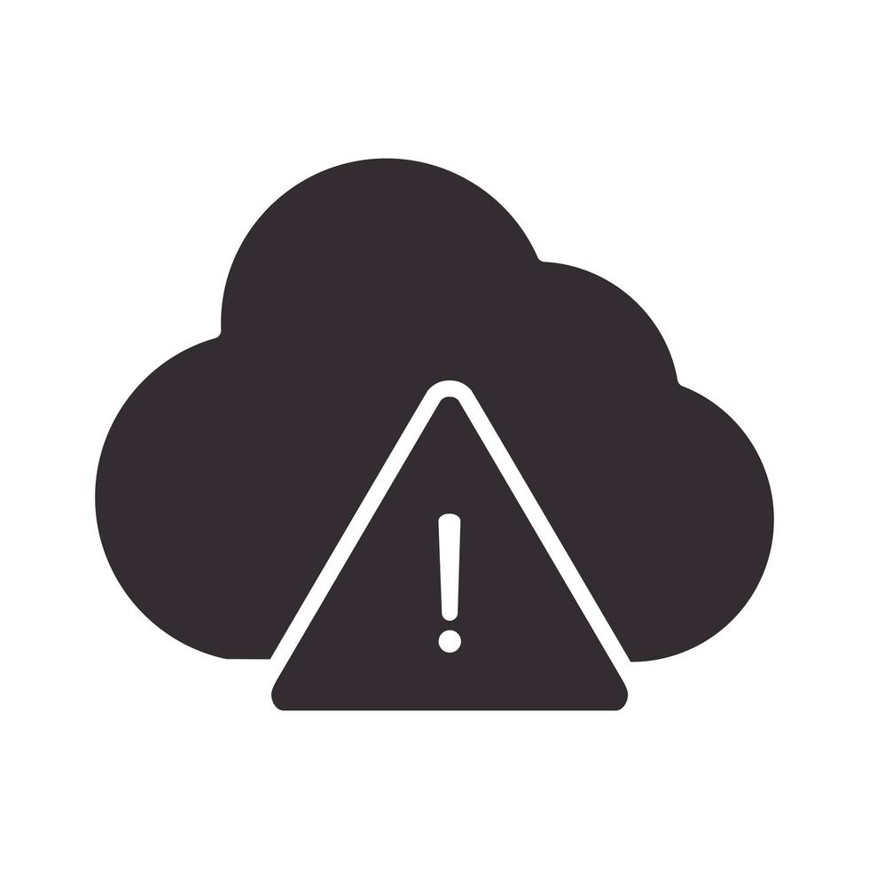 alert icon cloud computing data warning attention danger exclamation mark precaution silhouette style design vector