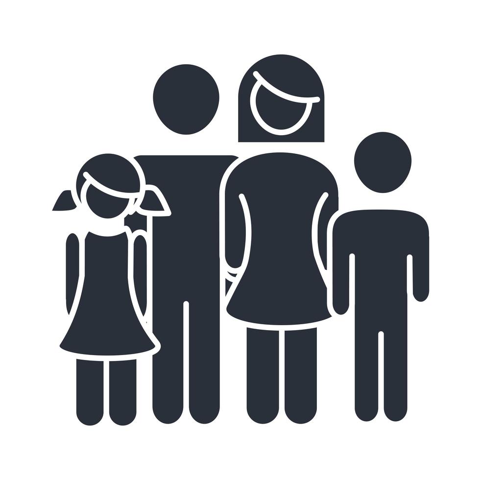 parents and kids relation feelings family day icon in silhouette style vector