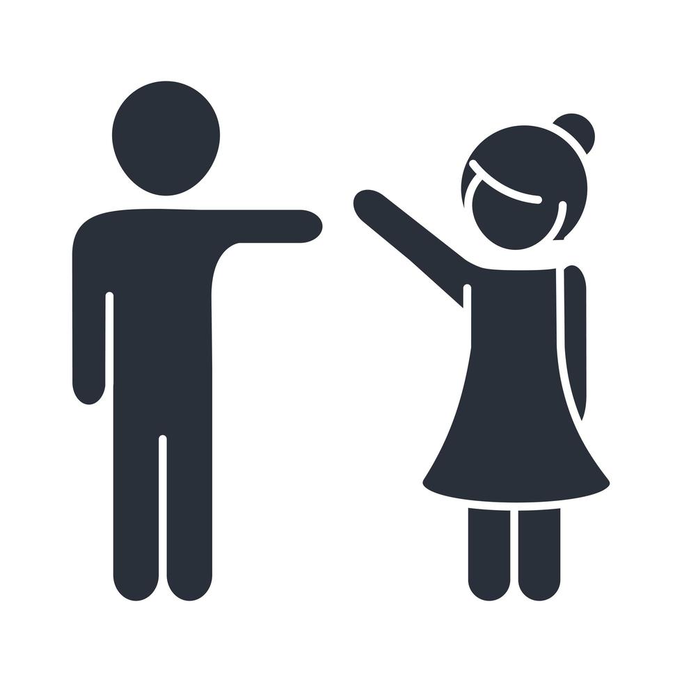 son and daughter little boy and girl family day icon in silhouette style vector