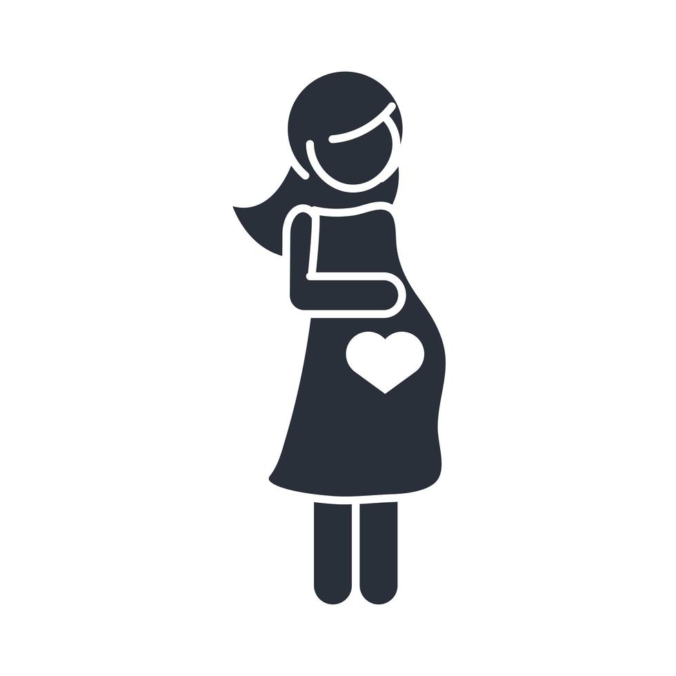 mujer embarazada madre personaje icono del día de la familia en estilo de silueta vector