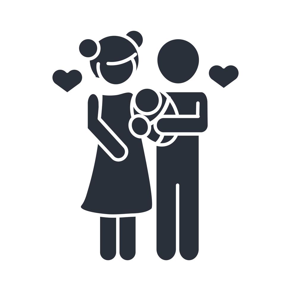 Madre Y Padre Con Bebe En Manos Icono Del Dia De La Familia En Estilo Silueta Vector En Vecteezy