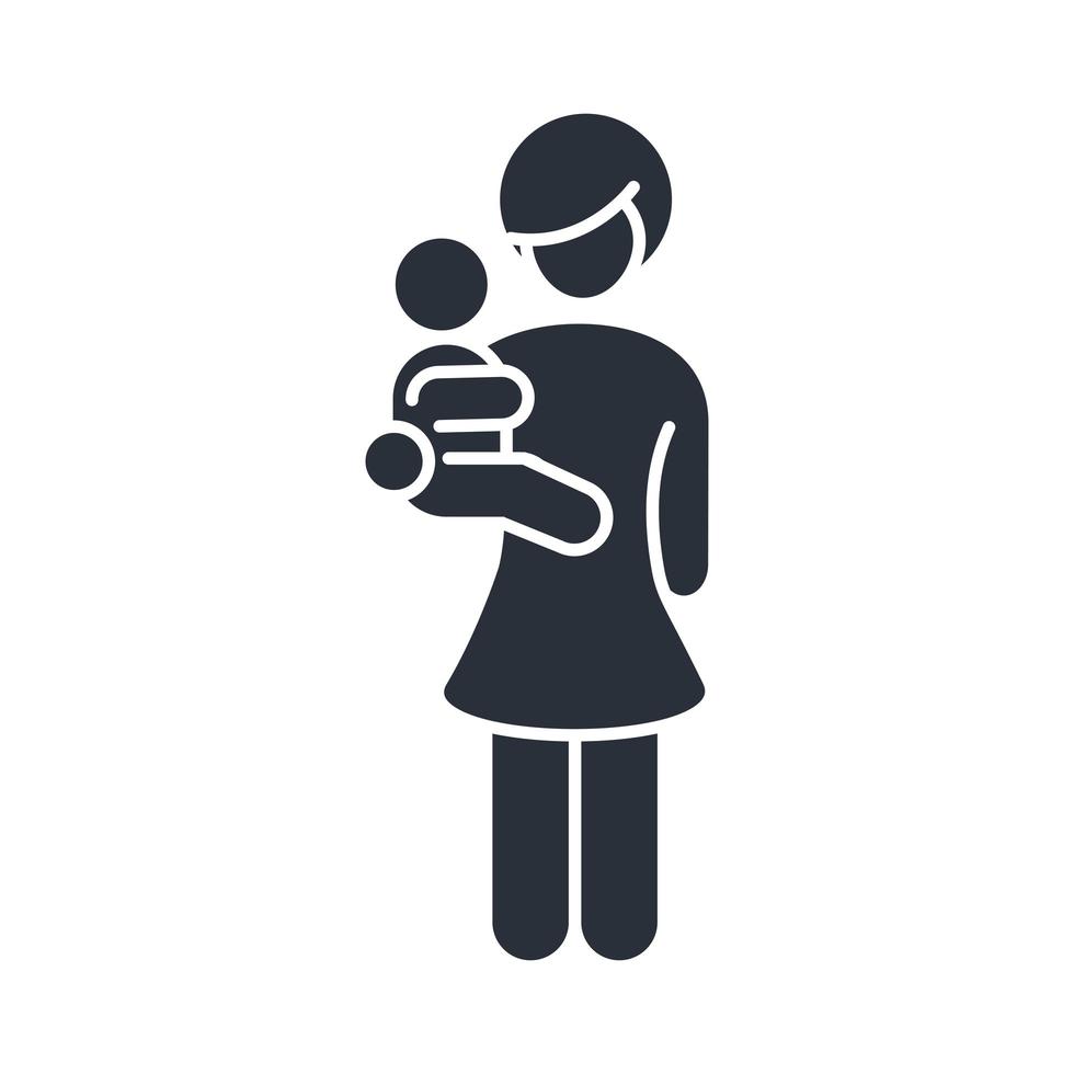 mother carrying a little son family day icon in silhouette style vector