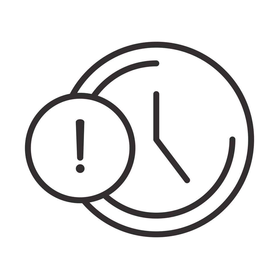 icono de alerta reloj tiempo advertencia atención peligro signo de exclamación precaución diseño de estilo de línea vector