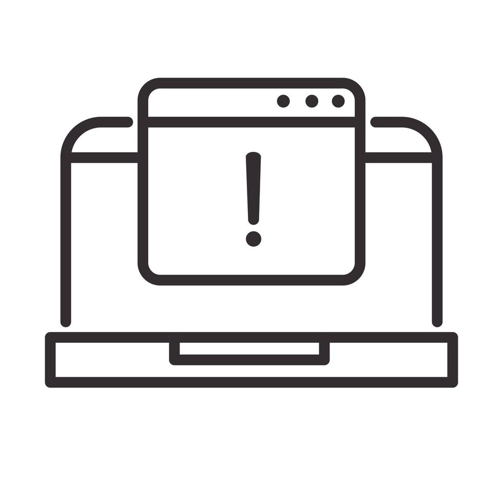 alert icon laptop website warning attention danger exclamation mark precaution line style design vector