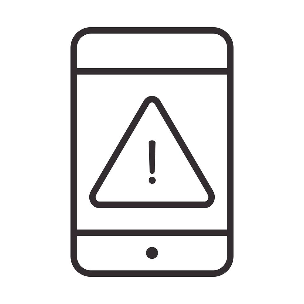 alert icon smartphone warning sign attention danger exclamation mark precaution line style design vector