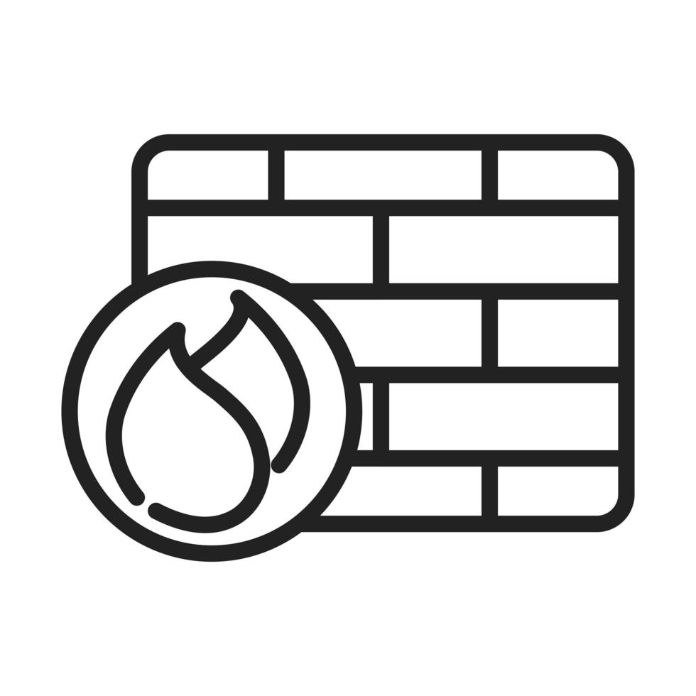 seguridad cibernética e información o protección de red icono de estilo de línea del sistema de firewall vector