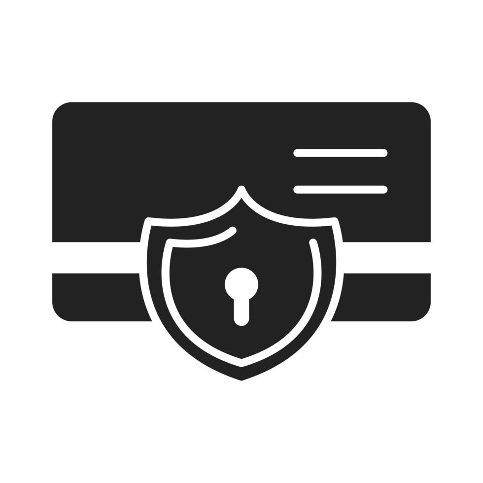 cyber security and information or network protection bank card shield access silhouette style icon vector