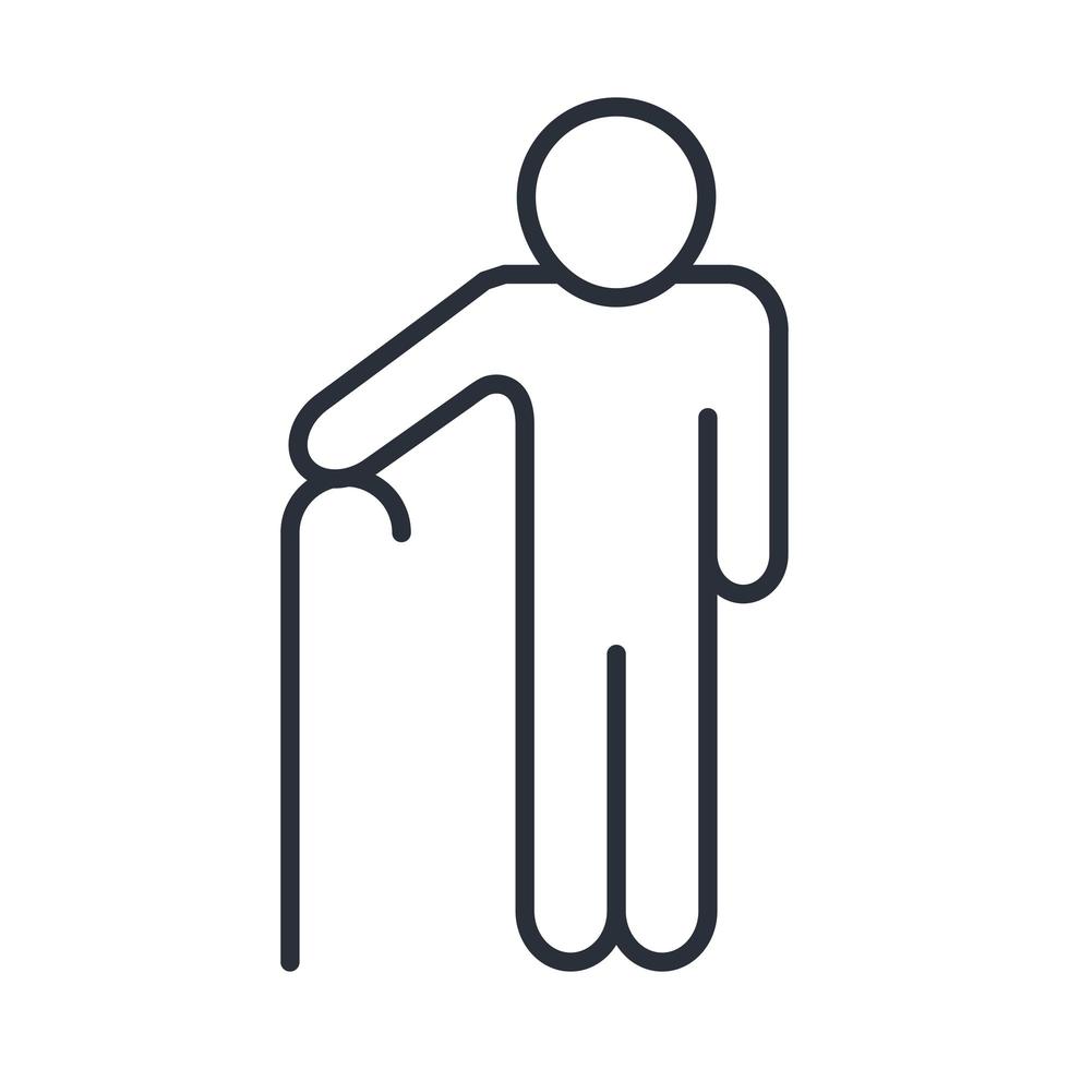 grandfather with walk stick character family day icon in outline style vector