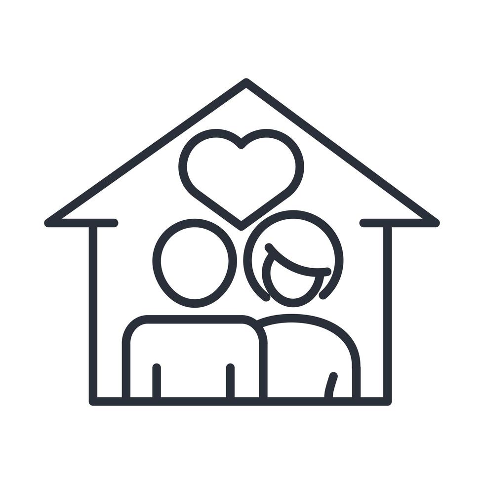 padre y madre en casa aman el icono del día de la familia en estilo de contorno vector