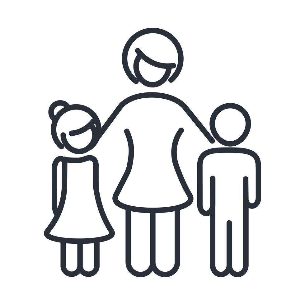 mother son and daughter relationship family day icon in outline style vector