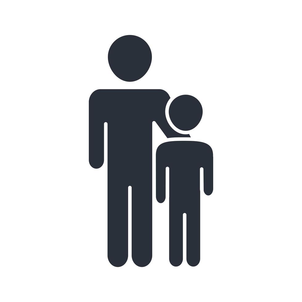 padre e hijo personaje juntos icono del día de la familia en estilo de silueta vector