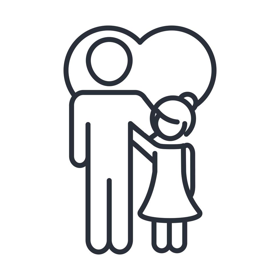 father and daughter hugging in love heart family day icon in outline style vector