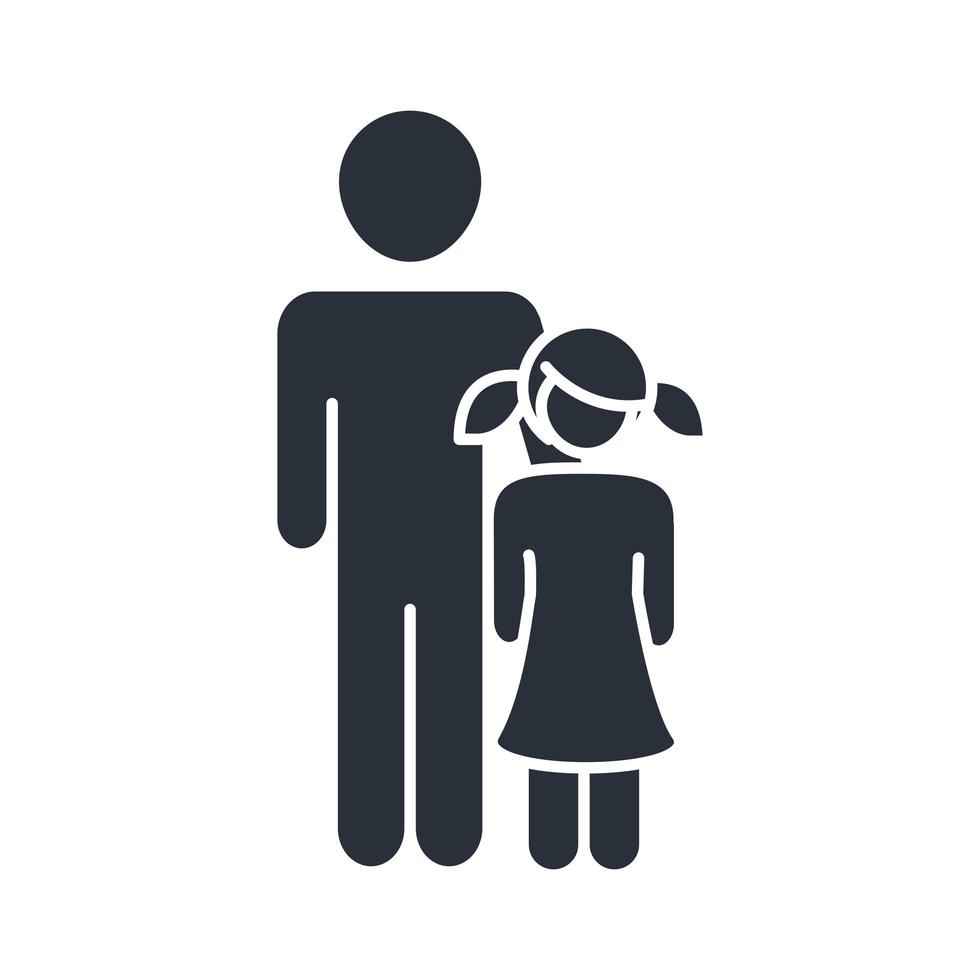 father and daughter relationship family day icon in silhouette style vector