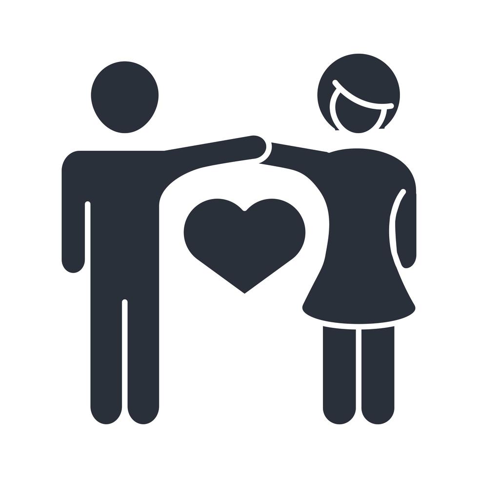 mother and father holding hands love romantic family day icon in silhouette style vector