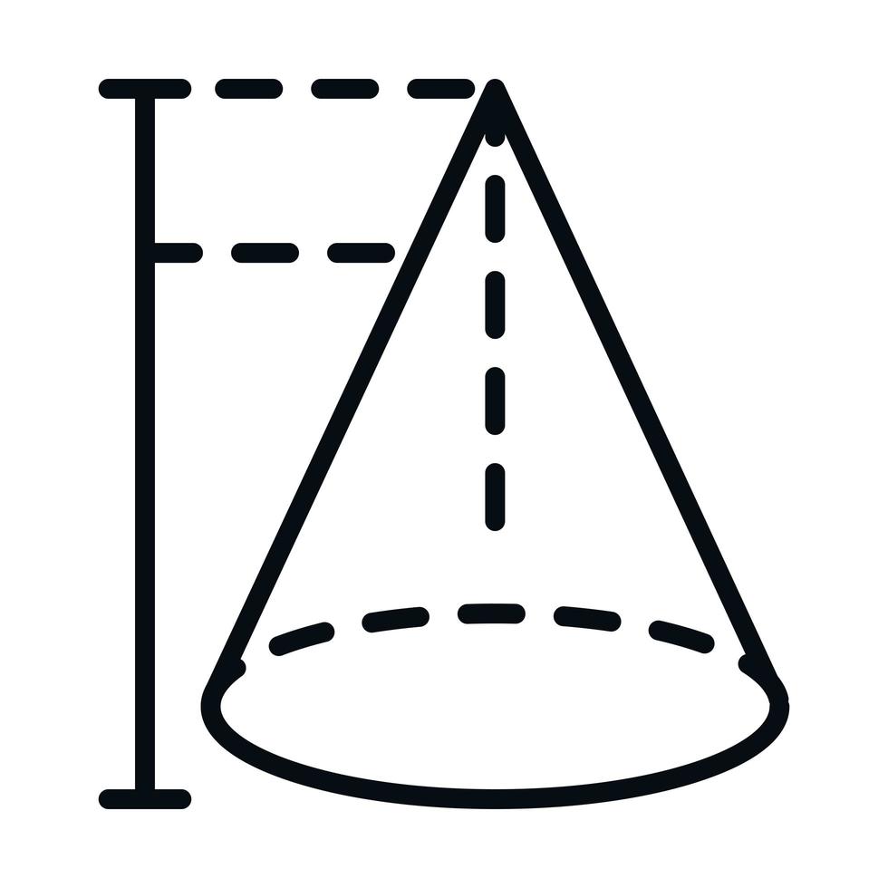 Matemáticas educación escuela ciencia figura geométrica cono línea y estilo icono vector