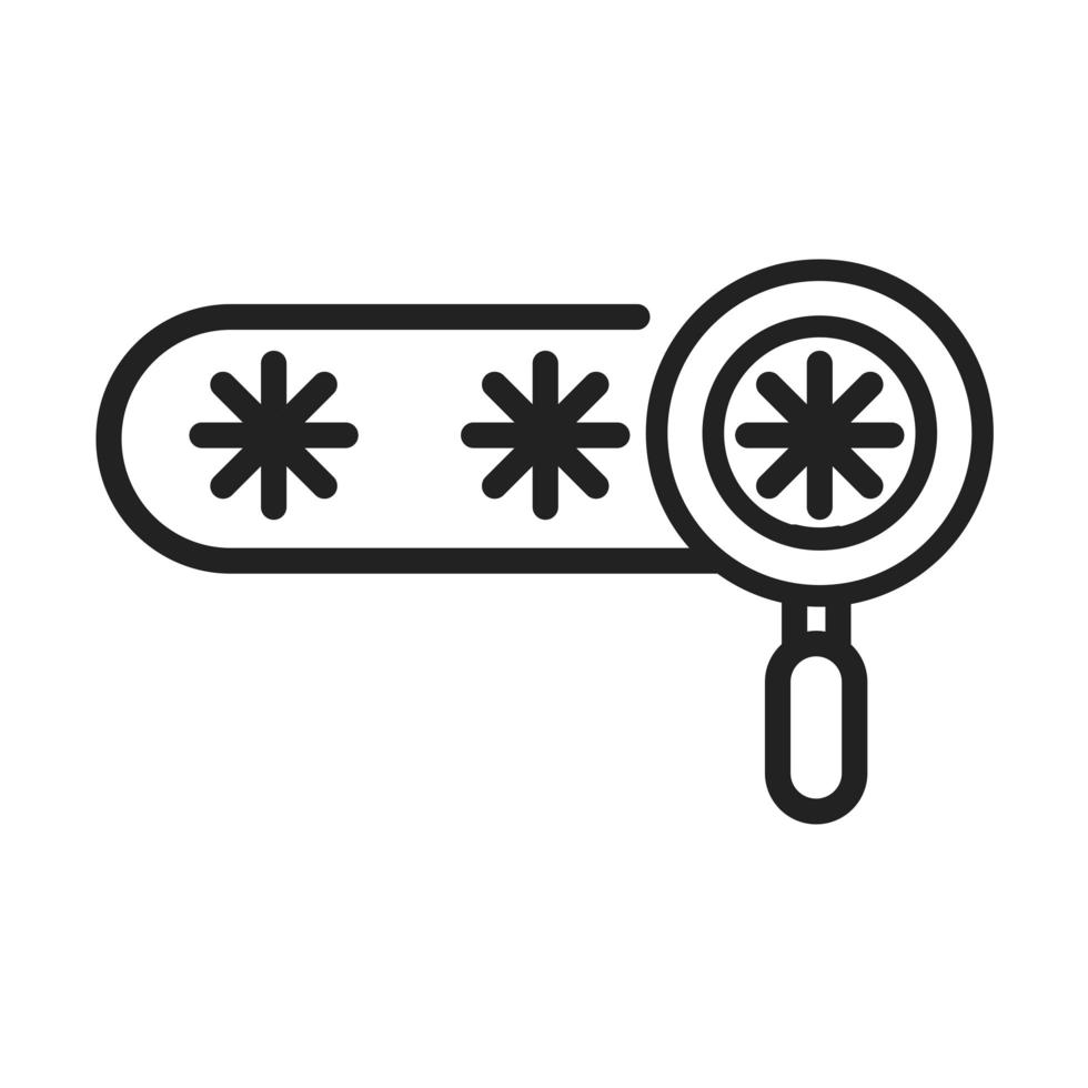 cyber security and information or network protection password analysis line style icon vector