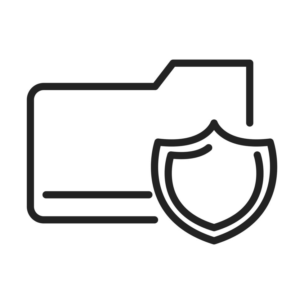 cyber security and information or network protection data shield line style icon vector