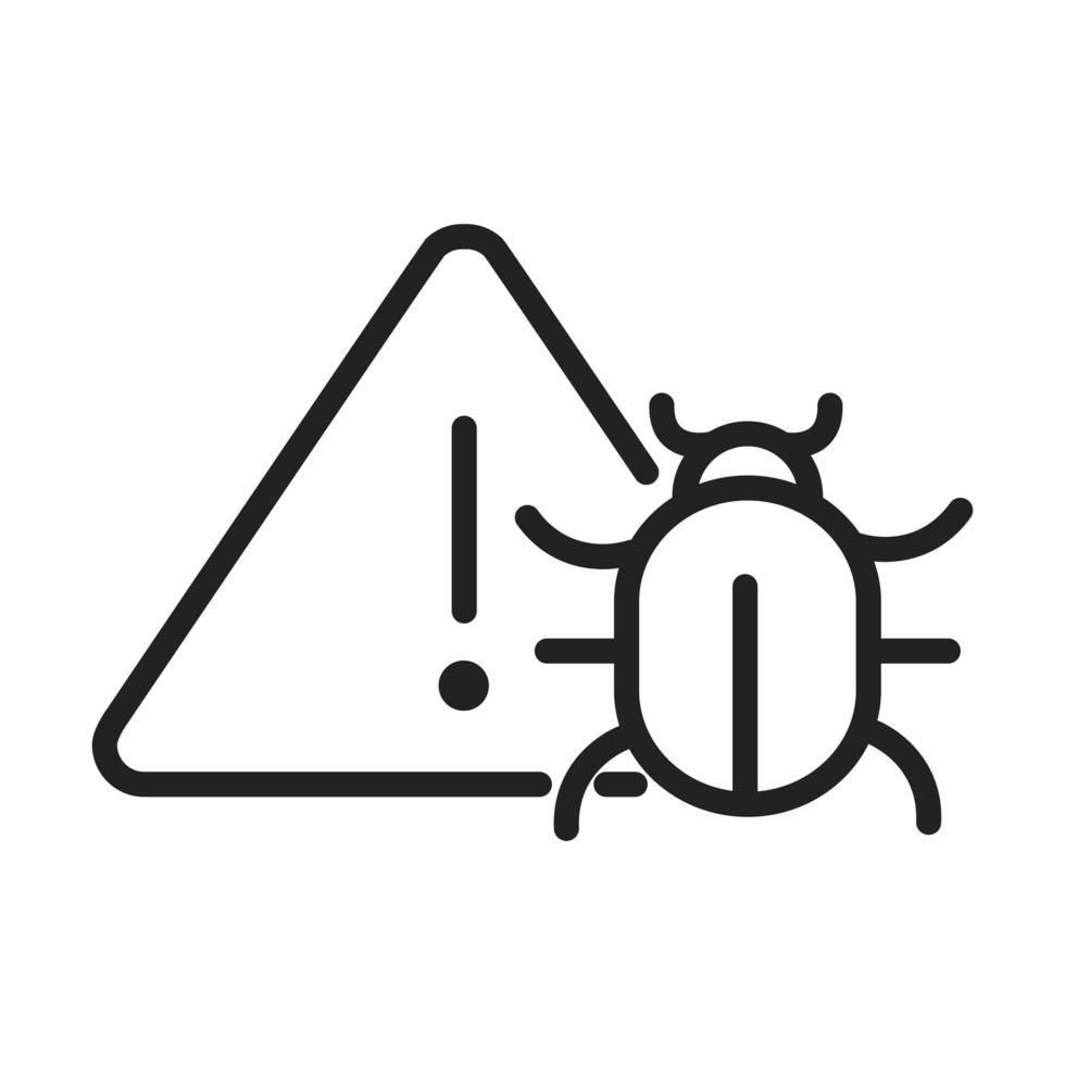 cyber security and information or network protection warning virus infection line style icon vector