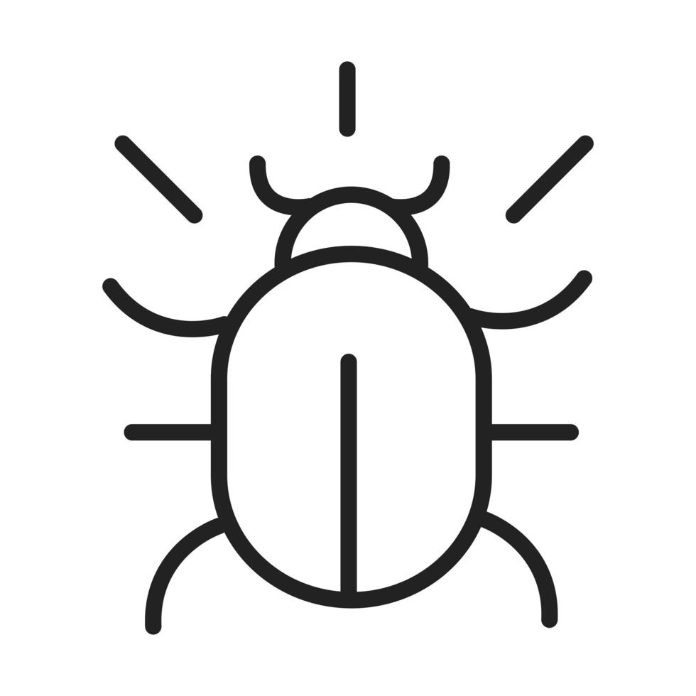 cyber security and information or network protection bug virus line style icon vector