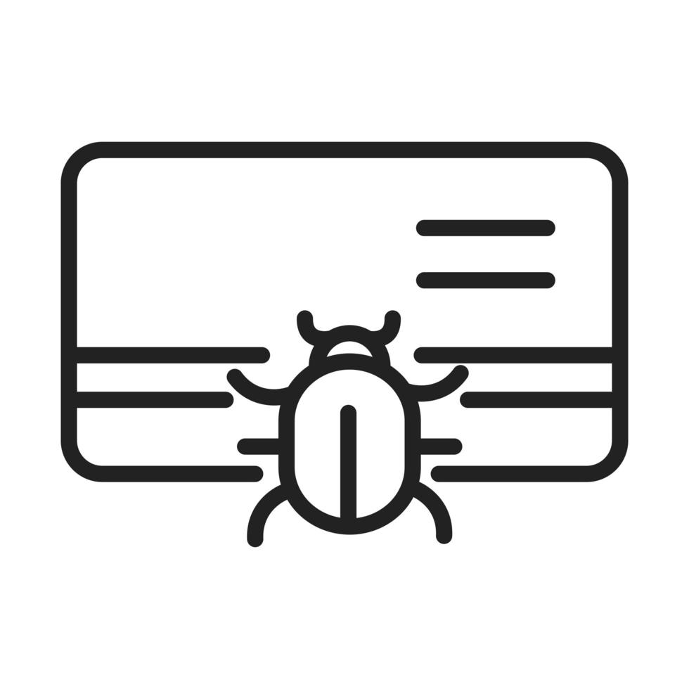 cyber security and information or network protection data infection virus bug line style icon vector