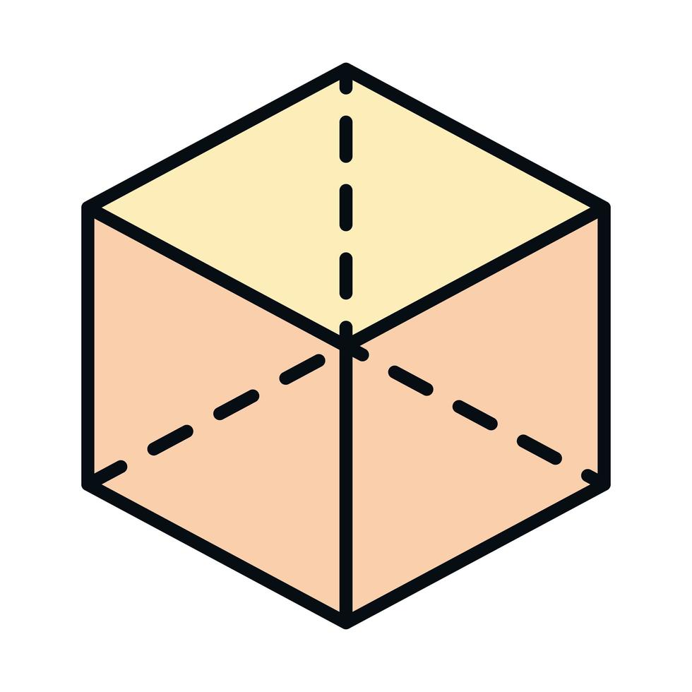 matemáticas educación escuela ciencia tridimensional cubo geometría línea e icono de estilo de relleno vector