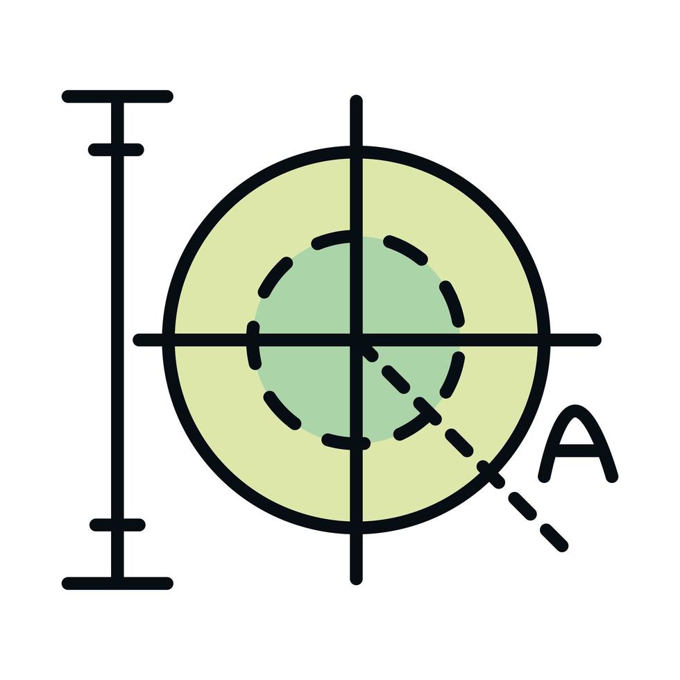 educación matemática escuela ciencia diagrama de trigonometría línea e icono de estilo de relleno vector