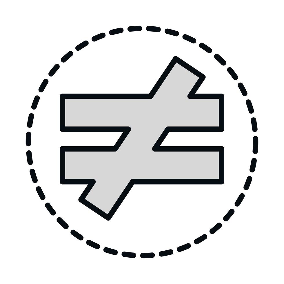 math education school science no equal symbol line and fill style icon vector