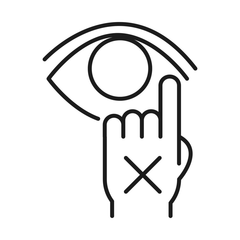 Dont touch your eye line style icon vector design