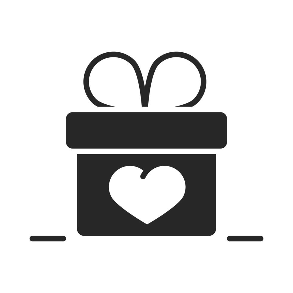 donation charity volunteer help social gift box heart silhouette style icon vector