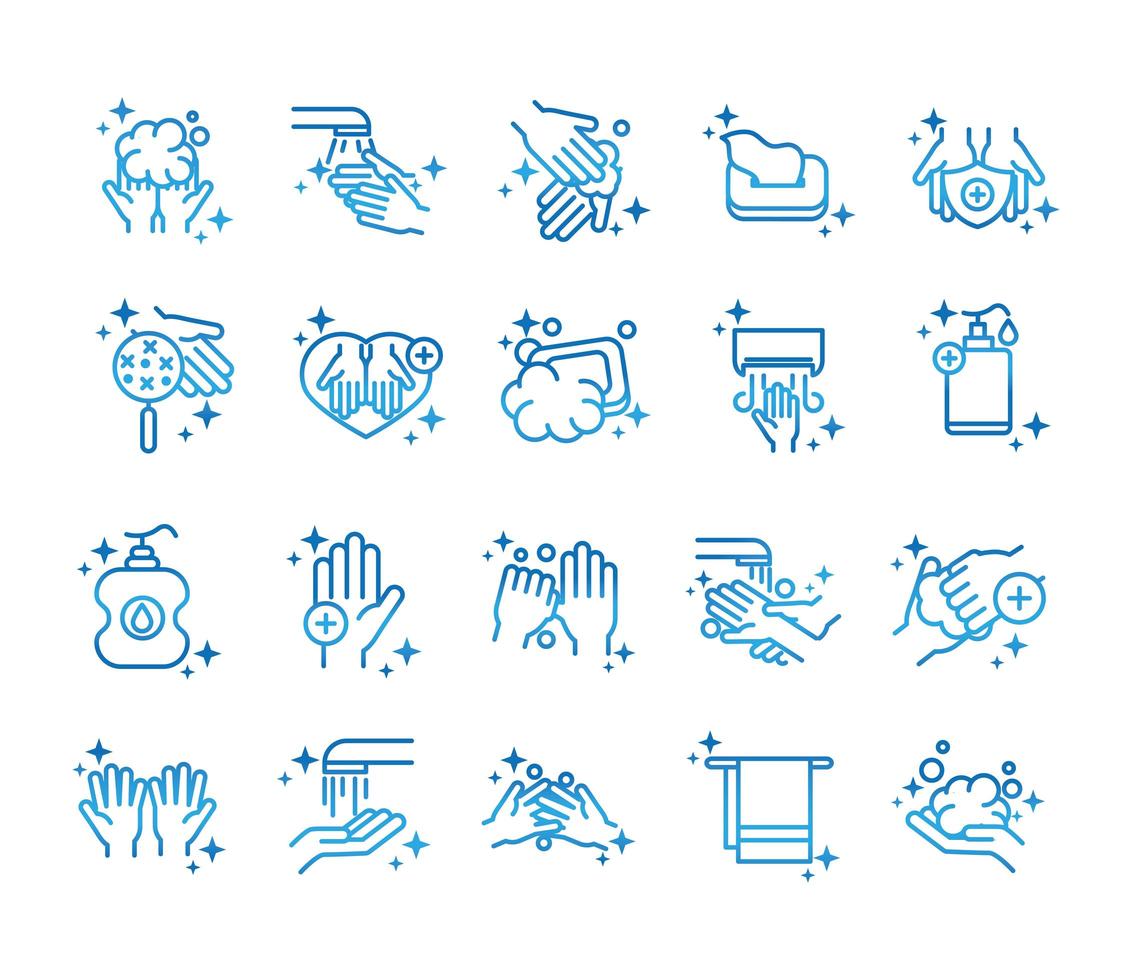 personal hand hygiene disease prevention and health care gradient style icon vector