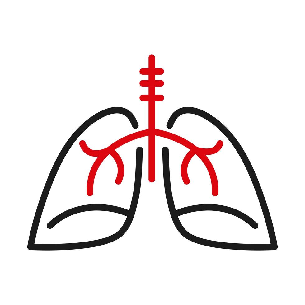 pulmones órgano línea bicolor estilo icono diseño vectorial vector