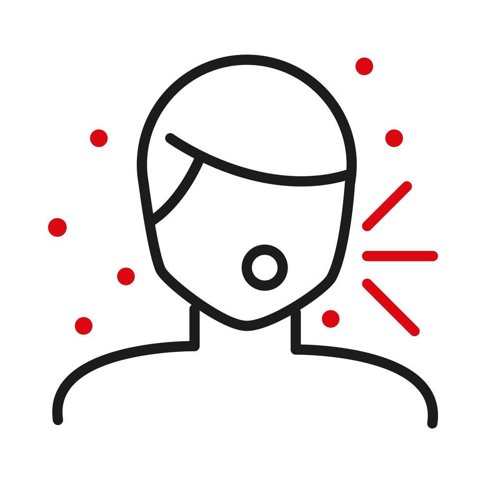 Man avatar with dry cough line bicolor style icon vector design