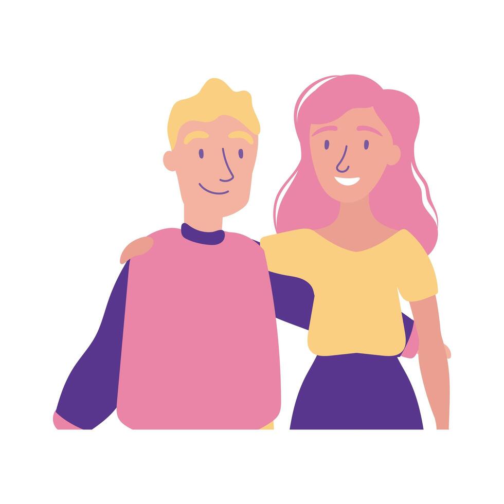 feliz celebración del día de la amistad con pareja estilo plano pastel vector