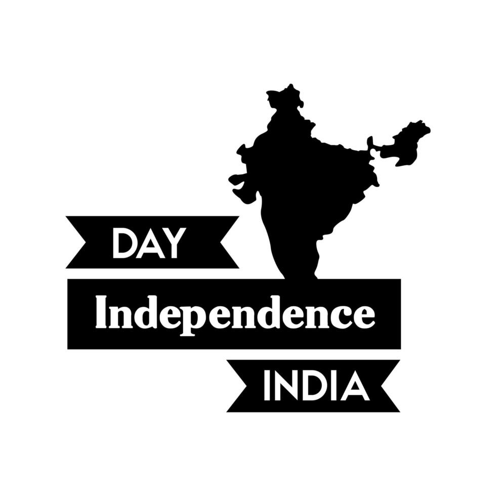 celebración del día de la independencia de india con estilo de silueta de mapa vector