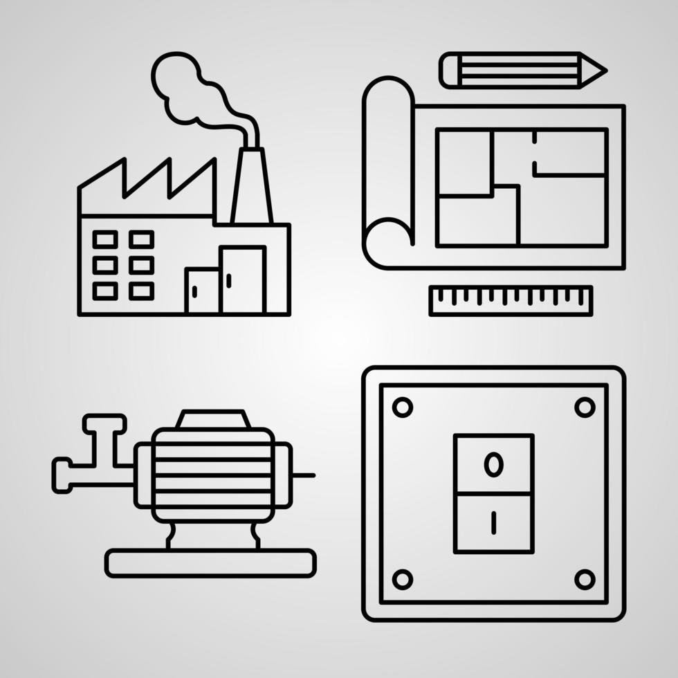 Set of Vector Line Icons of Industry