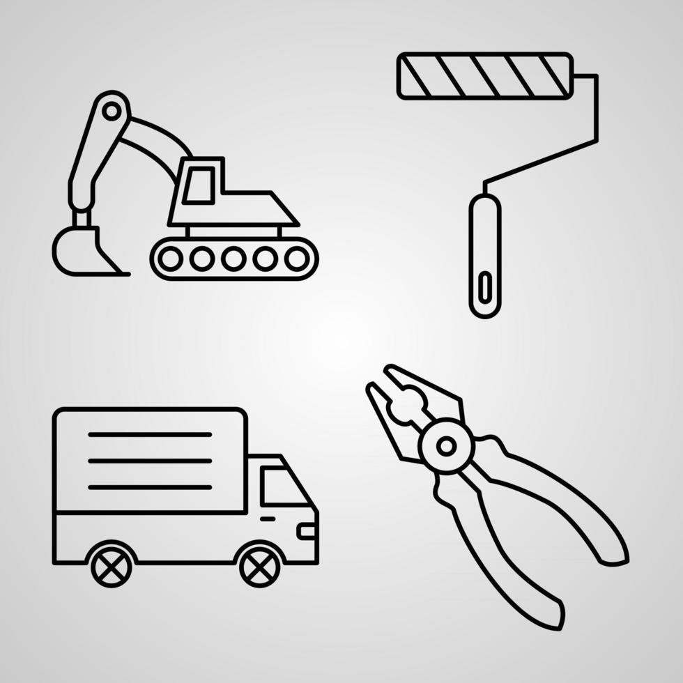 Set of Thin Line Flat Design Icons of Industry vector