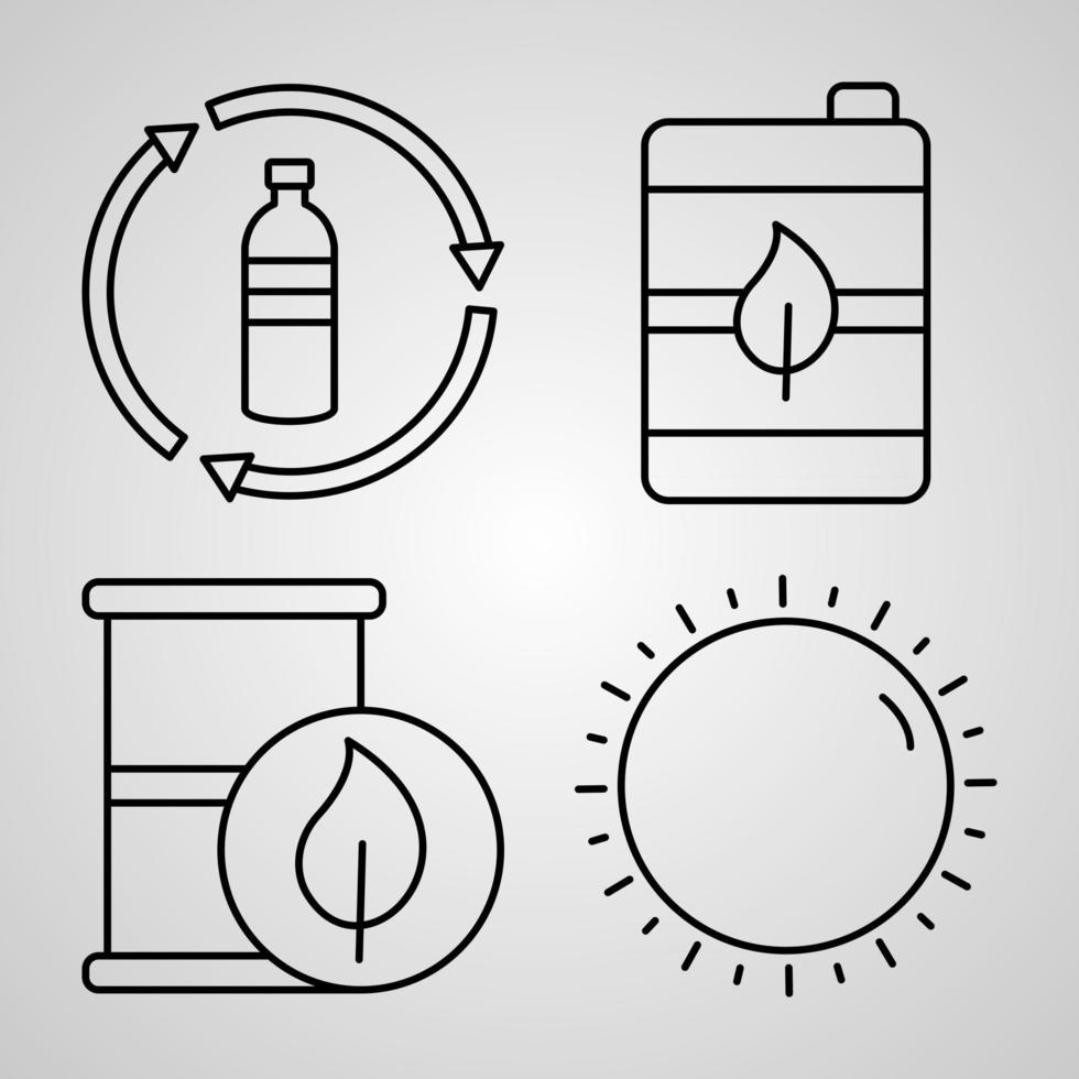 Ecology Line Icons Set Isolated On White Outline Symbols Ecology vector