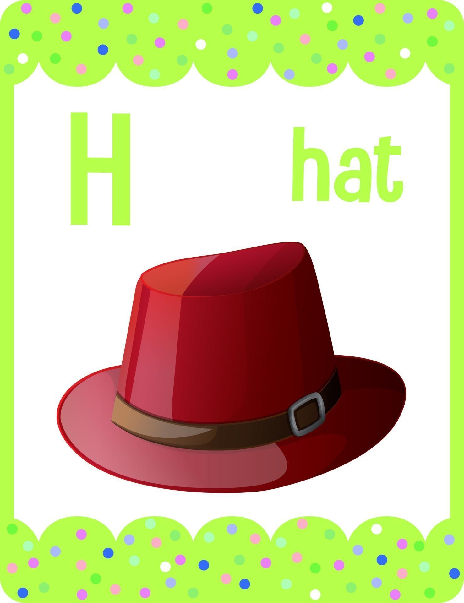 Alphabet flashcard with letter H for Hat 2583375 Vector Art at Vecteezy