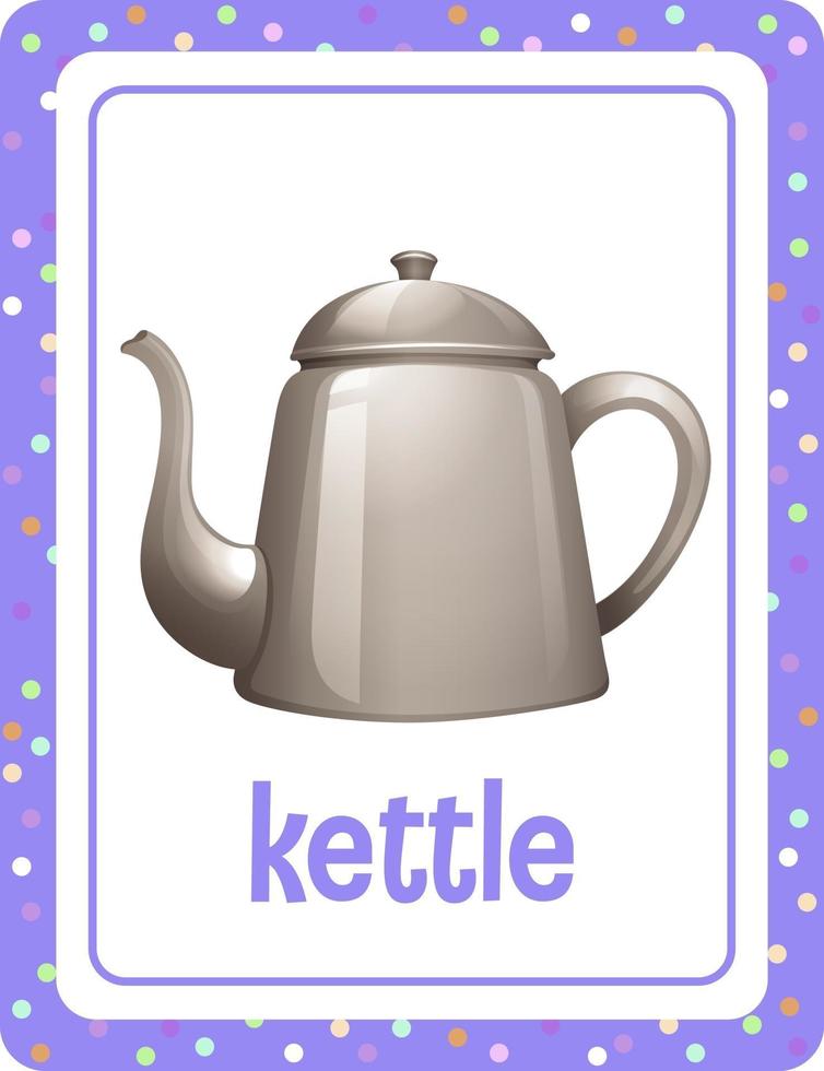 Vocabulary flashcard with word Kettle vector