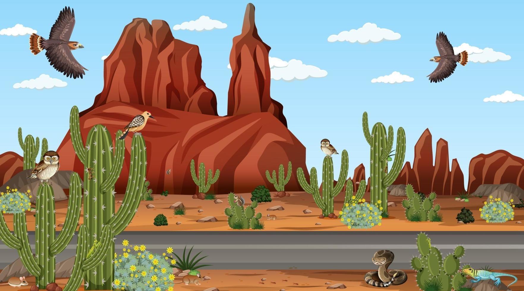 Desert forest landscape at daytime scene with desert animals and plants 2583397 Vector Art at Vecteezy Desert forest landscape at daytime scene with desert animals and plants 2583397 Vector Art at Vecteezy